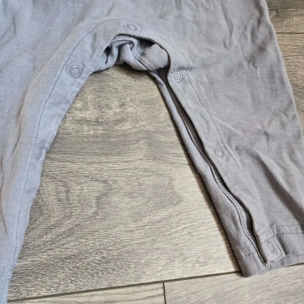Tea Collection 3-6M Baby Romper One Piece Hedgehog Raglan Blue Grey Kidcore